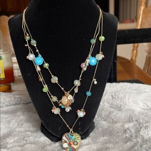 Betsey Johnson Gold Multicolor Layered Necklace